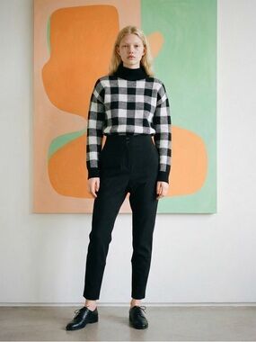 ETRO Black Lace‑Up High Waist Pants Italian Made Size 44 Excellent